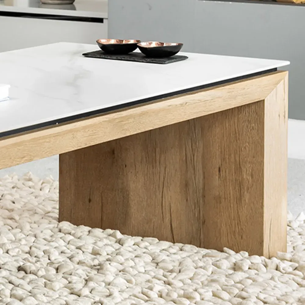 Lucerne Rectangular Coffee Table - White, Stone