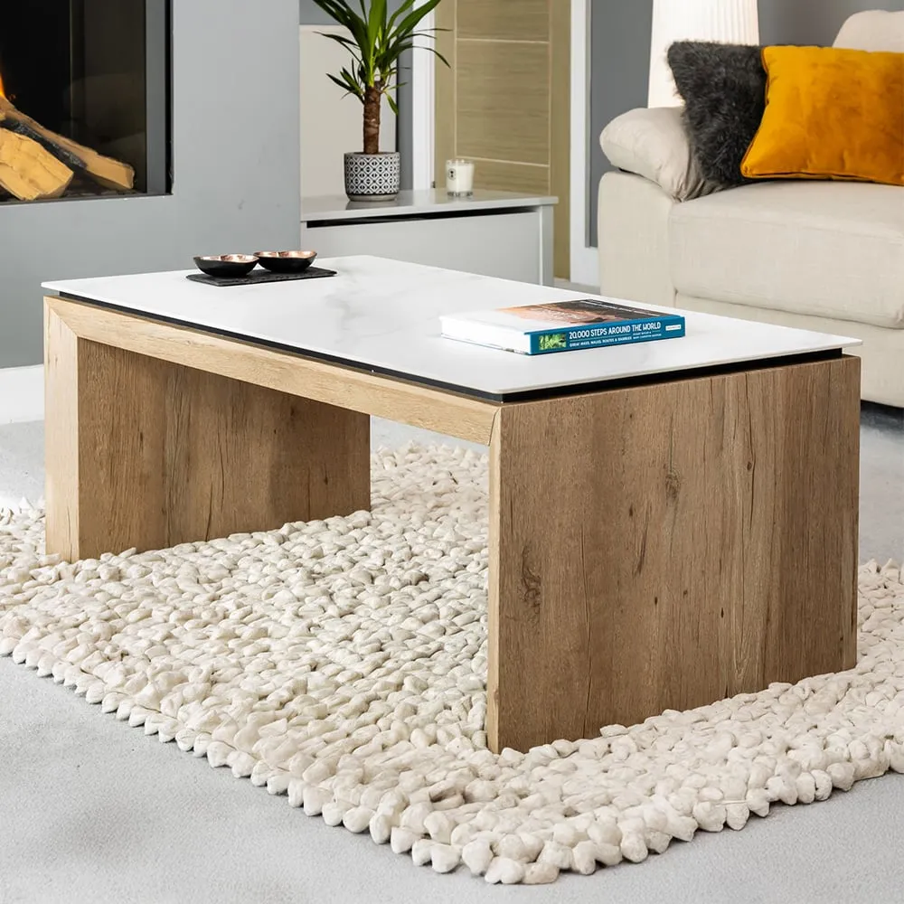 Lucerne Rectangular Coffee Table - White, Stone