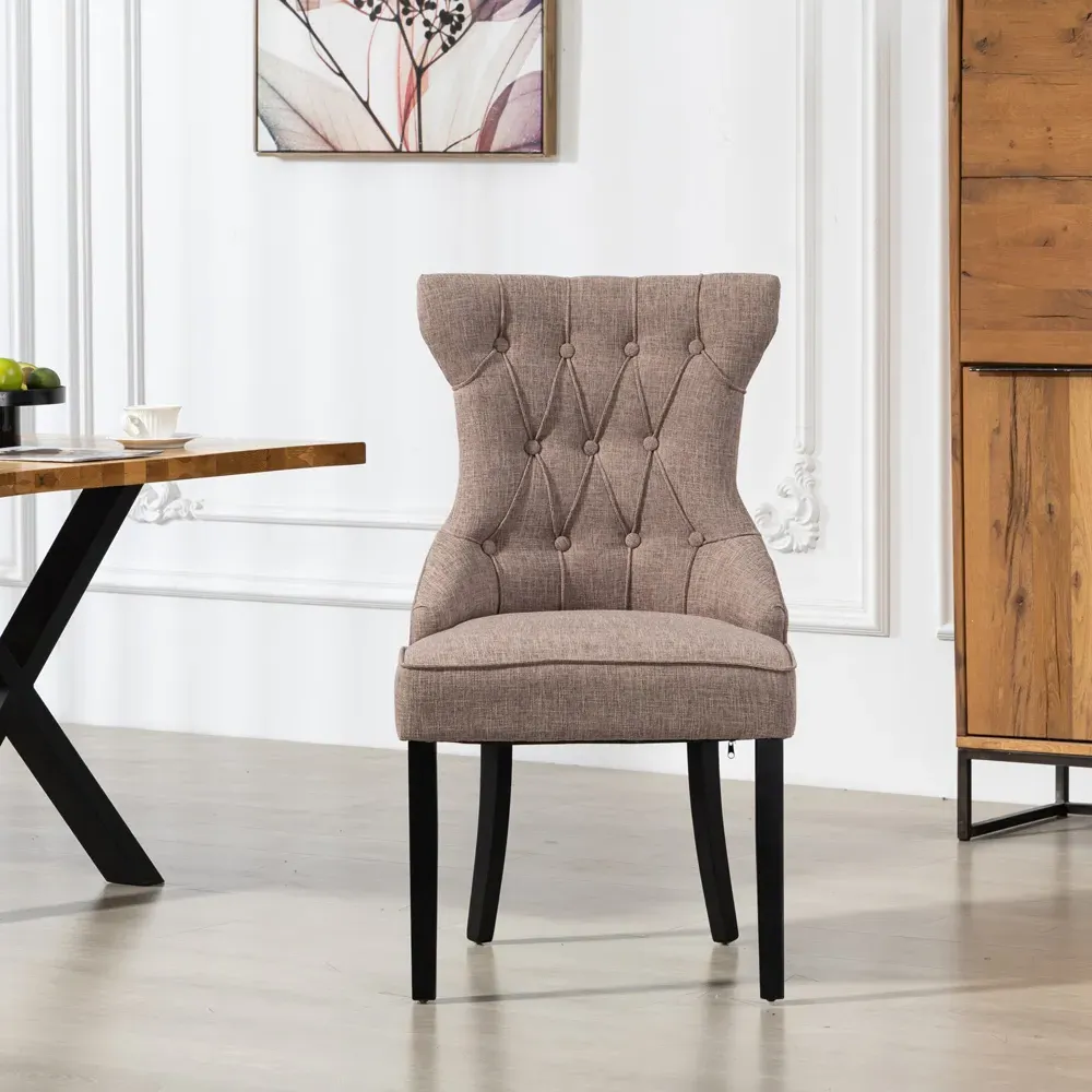 Lurano Set of 2 Dining Chairs - Dark Brown, Fabric