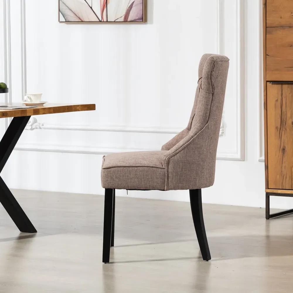 Lurano Set of 2 Dining Chairs - Dark Brown, Fabric