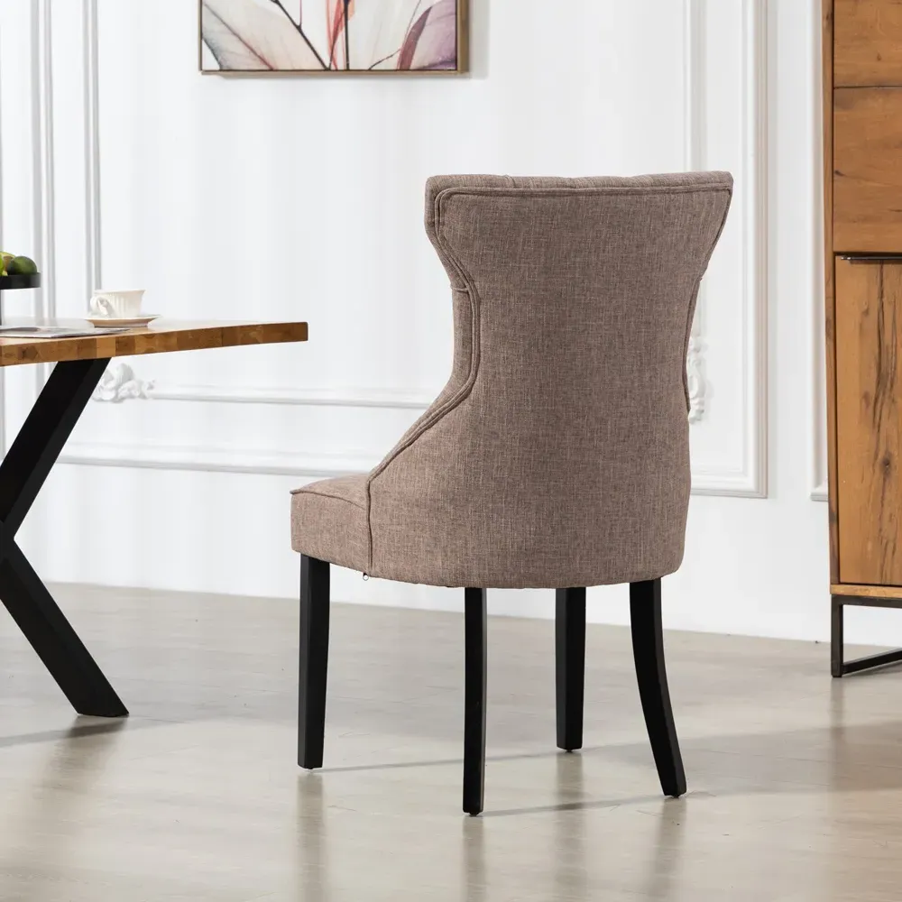 Lurano Set of 2 Dining Chairs - Dark Brown, Fabric