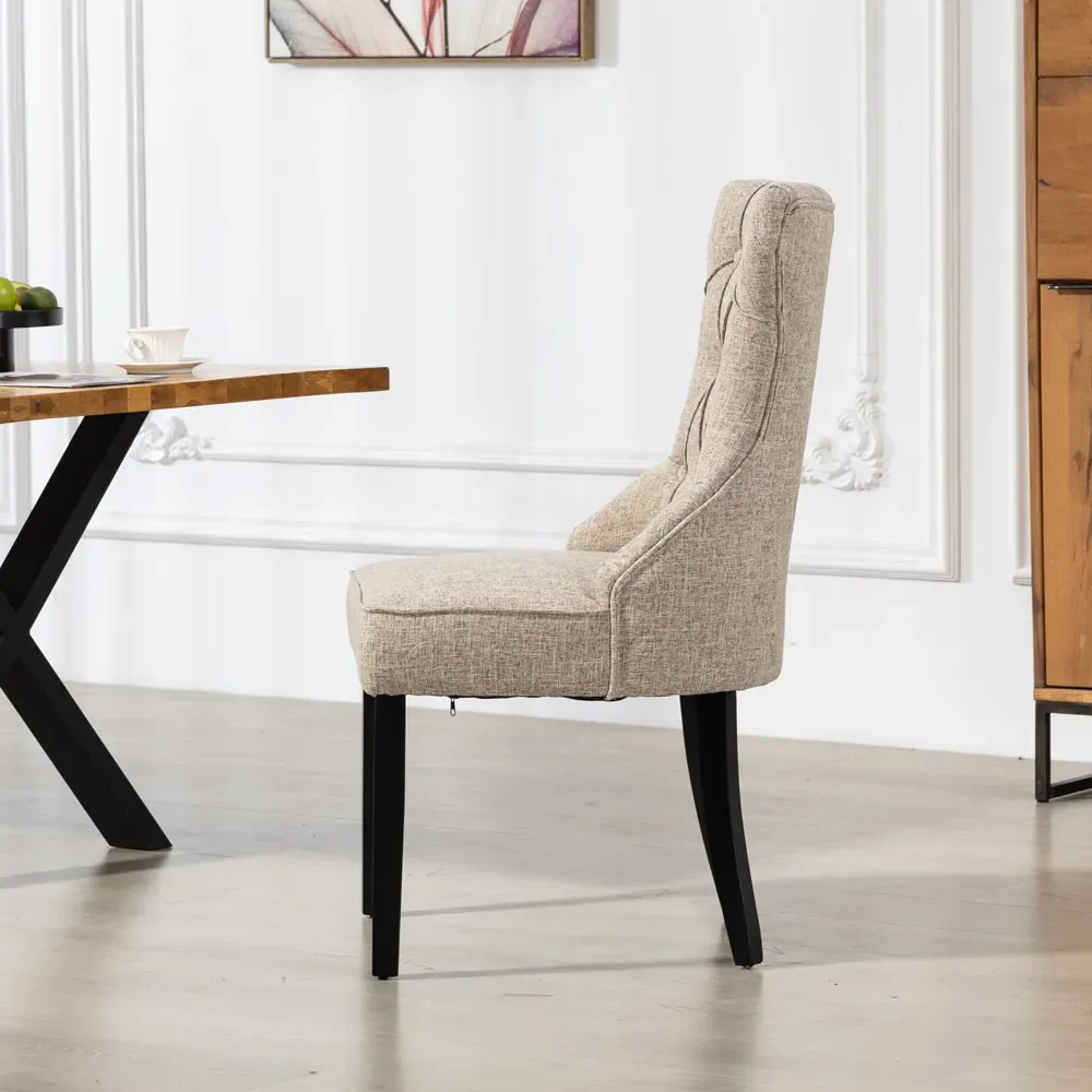 Lurano Set of 2 Dining Chairs - Light Brown, Fabric