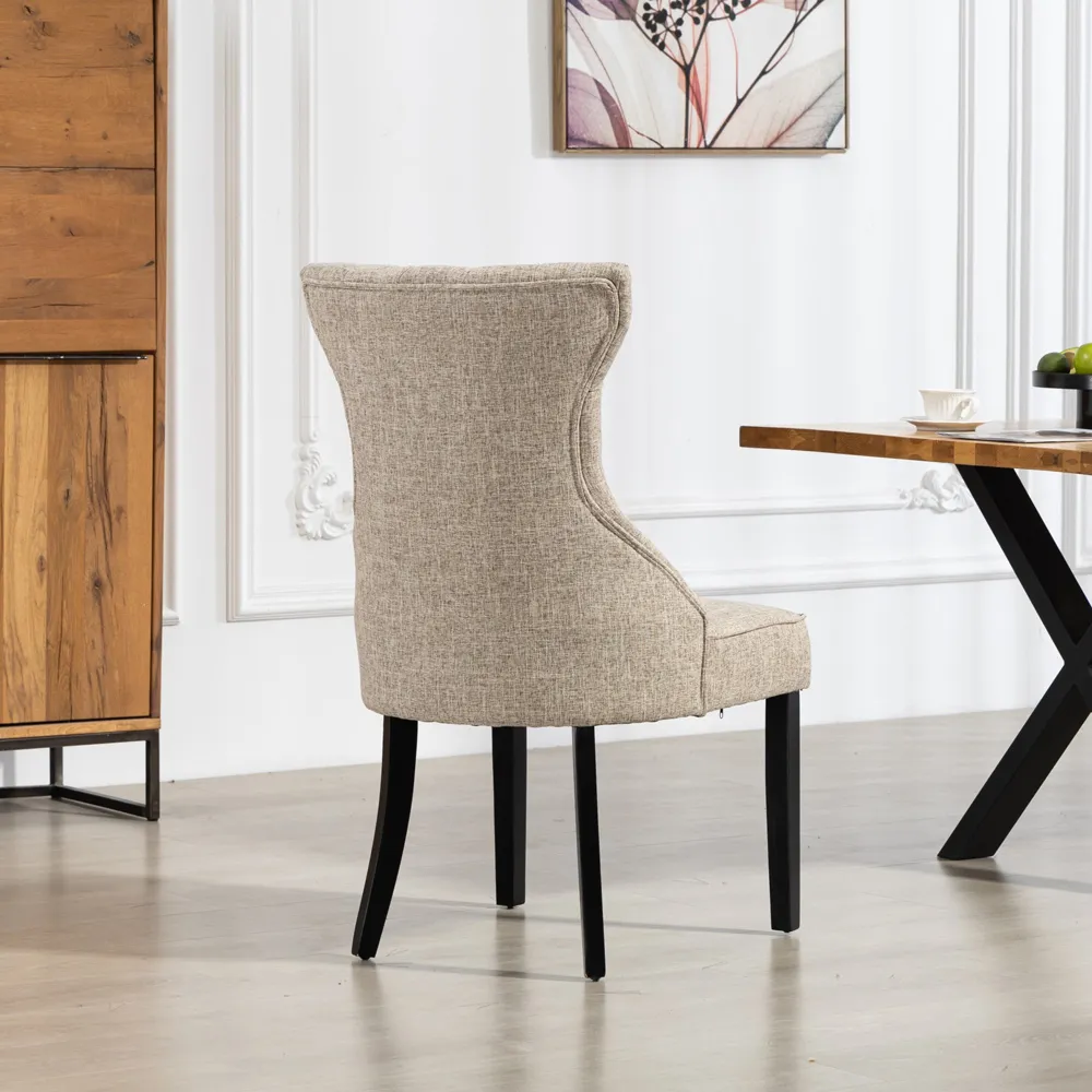 Lurano Set of 2 Dining Chairs - Light Brown, Fabric