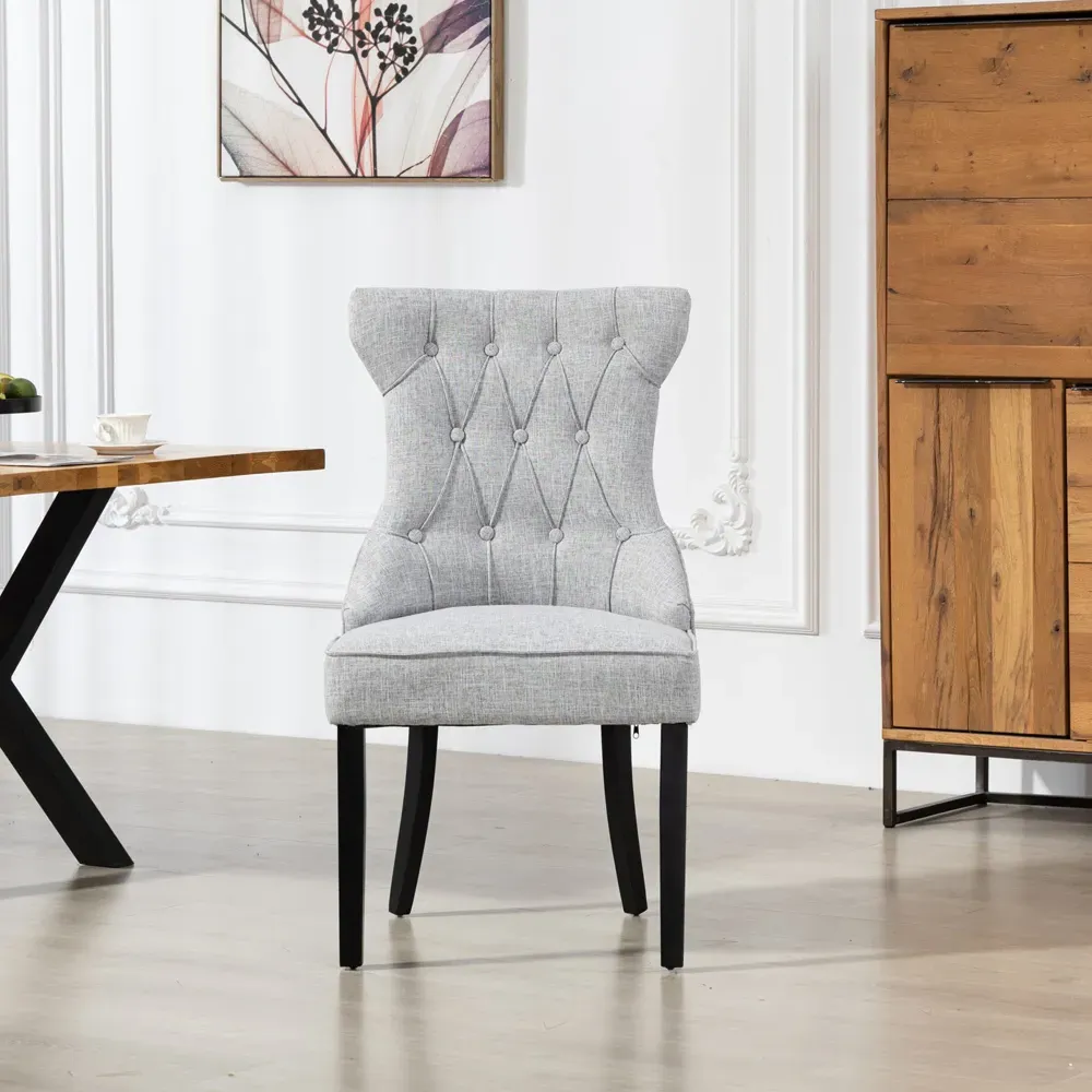 Lurano Set of 2 Dining Chairs - Light Grey, Fabric