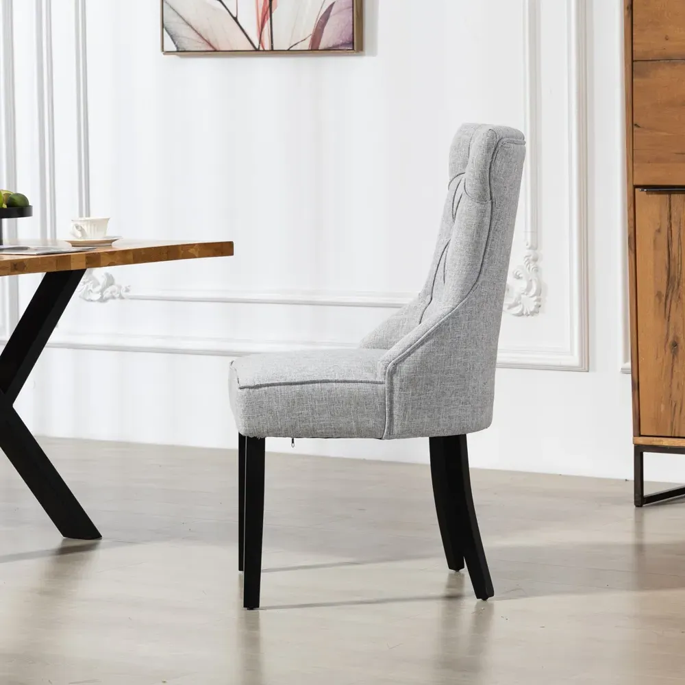 Lurano Set of 2 Dining Chairs - Light Grey, Fabric