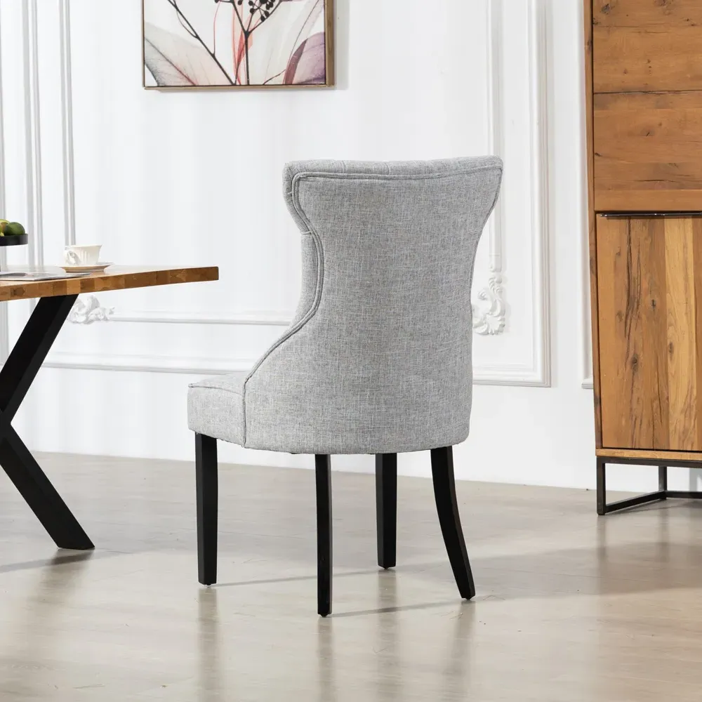 Lurano Set of 2 Dining Chairs - Light Grey, Fabric