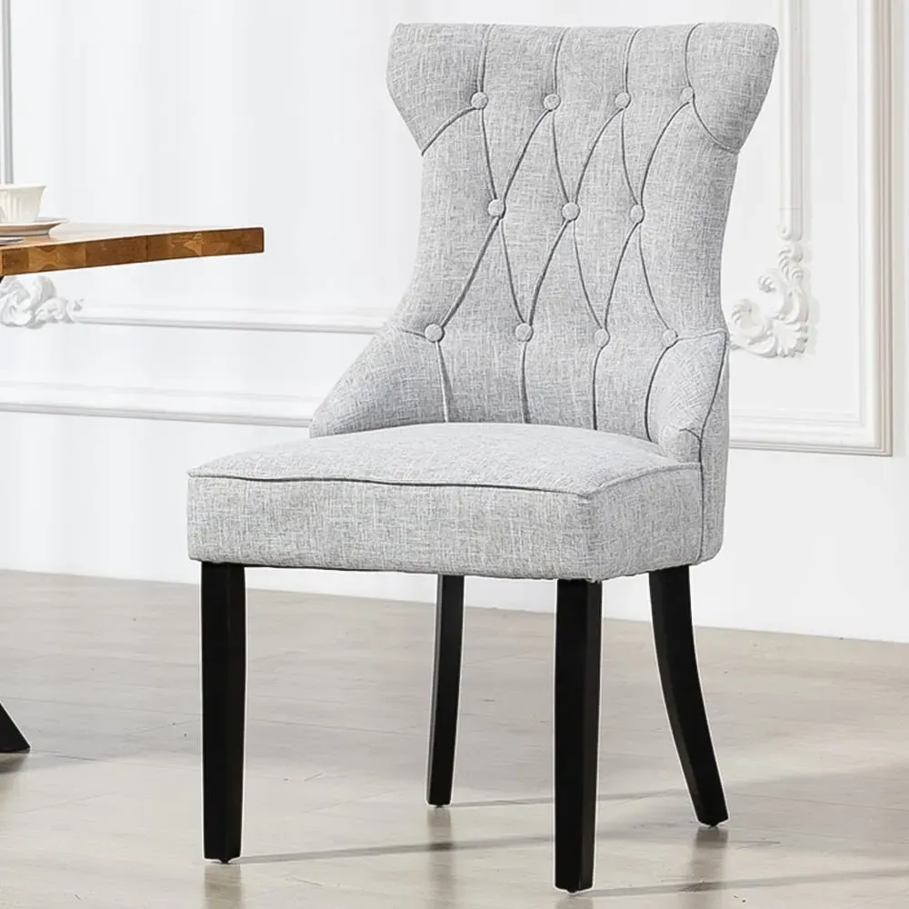 Lurano Set of 2 Dining Chairs - Light Grey, Fabric