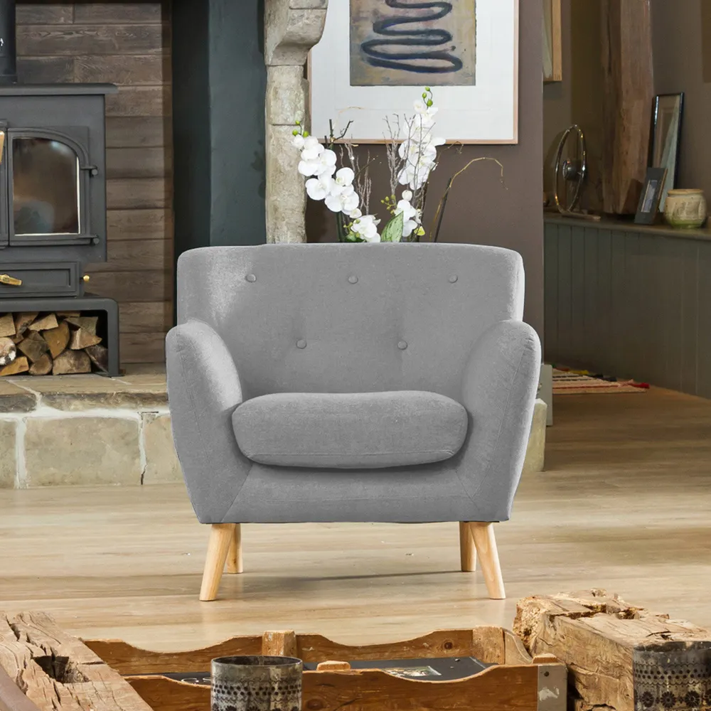 Lynwood Fabric Armchair - Light Grey
