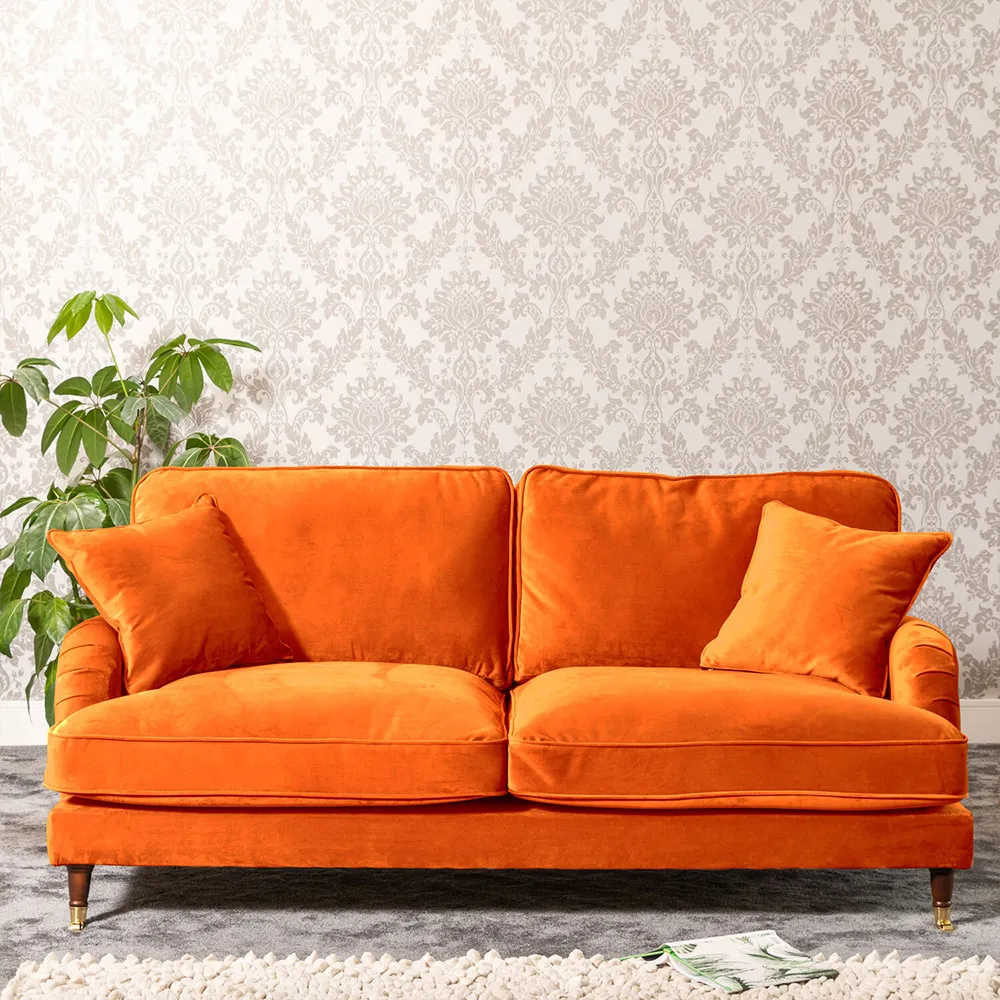 Mackenzie 2-Seater Sofa - Orange, Velvet