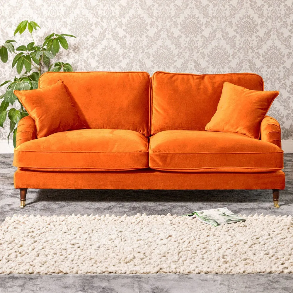 Mackenzie 2-Seater Sofa - Orange, Velvet