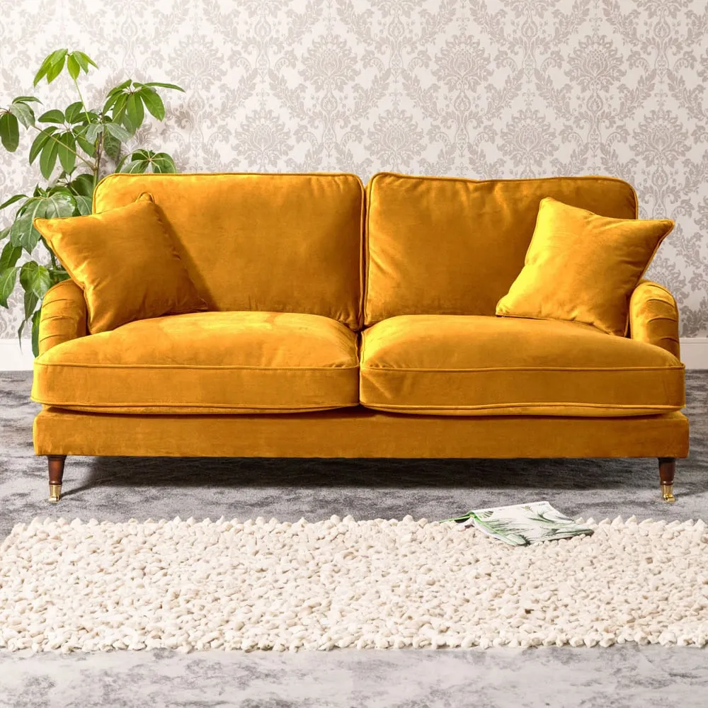 Mackenzie 2-Seater Sofa - Yellow, Velvet