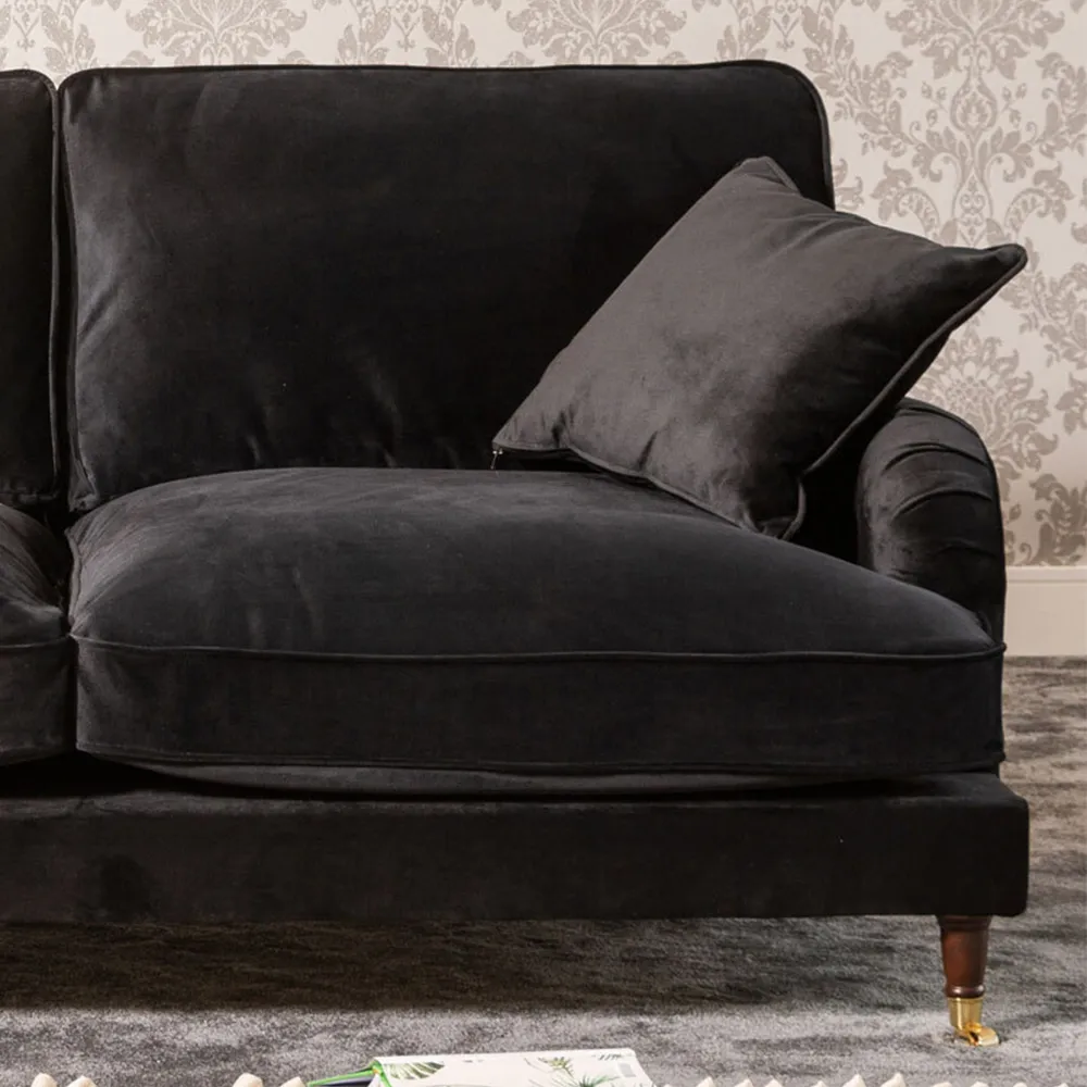 Mackenzie 3-Seater Sofa - Black, Velvet
