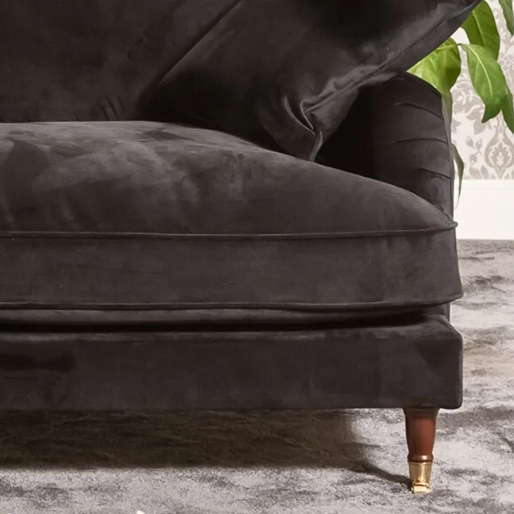 Mackenzie 3-Seater Sofa - Black, Velvet