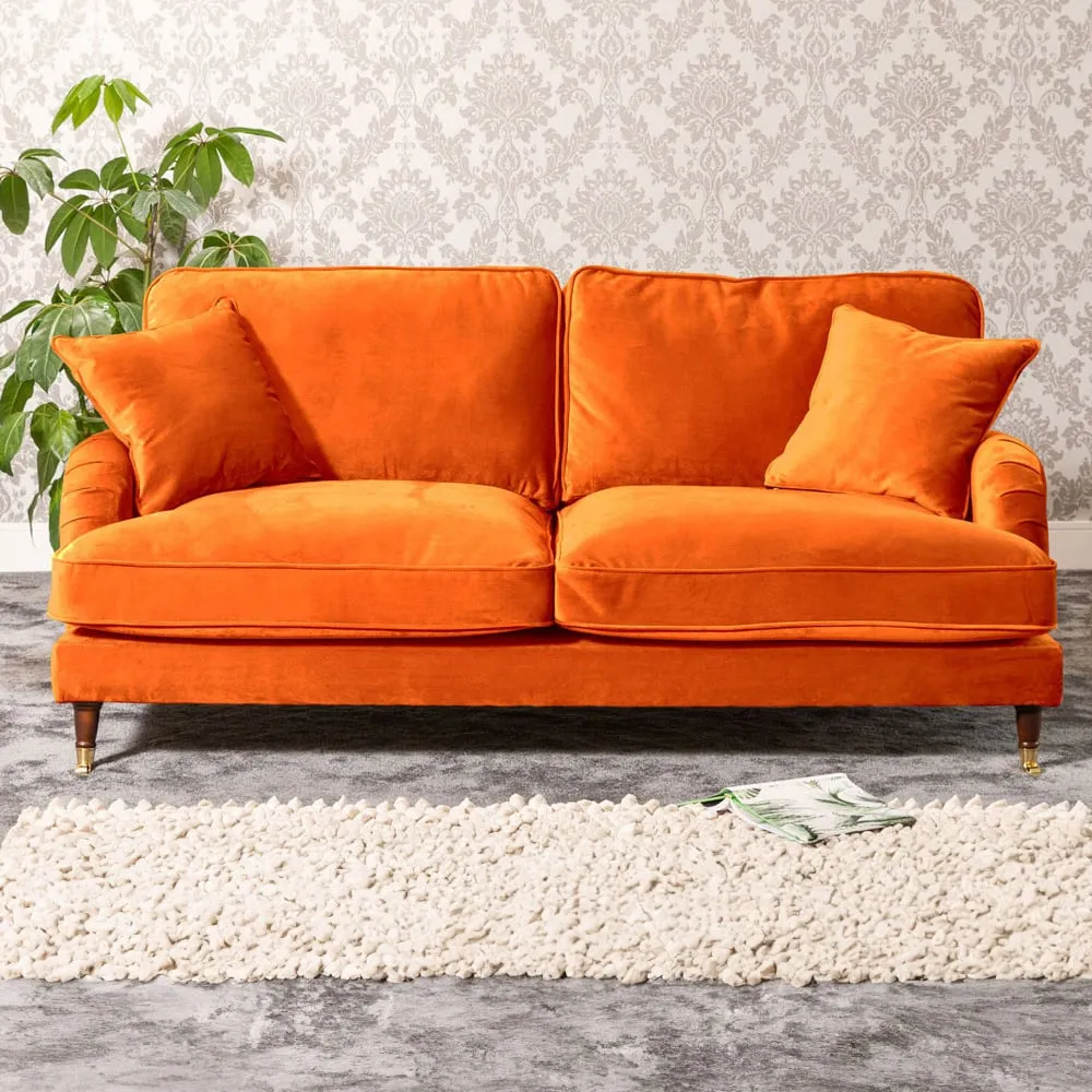 Mackenzie 3-Seater Sofa - Orange, Velvet