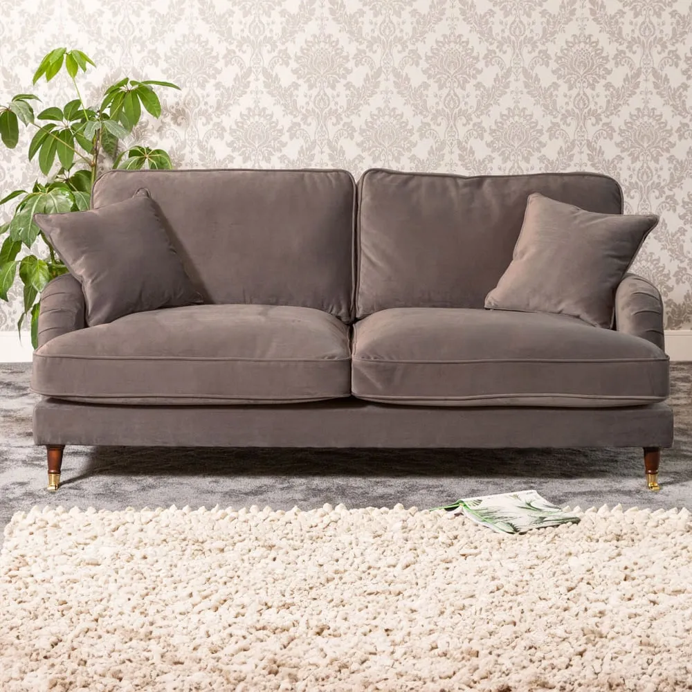 Mackenzie 3-Seater Sofa - Taupe, Velvet
