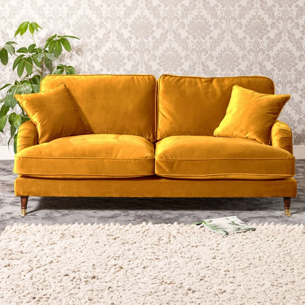 Mackenzie 3-Seater Sofa - Yellow, Velvet