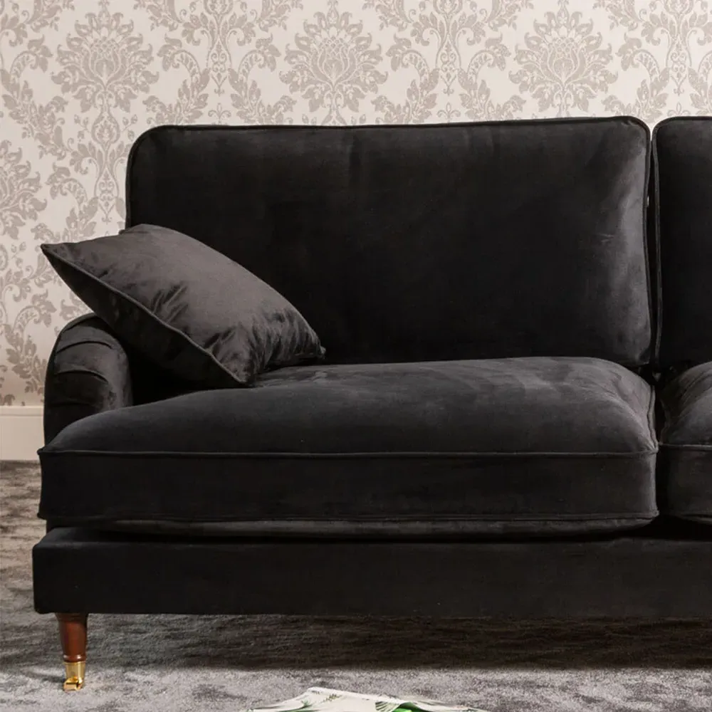 Mackenzie 4-Seater Sofa - Black, Velvet