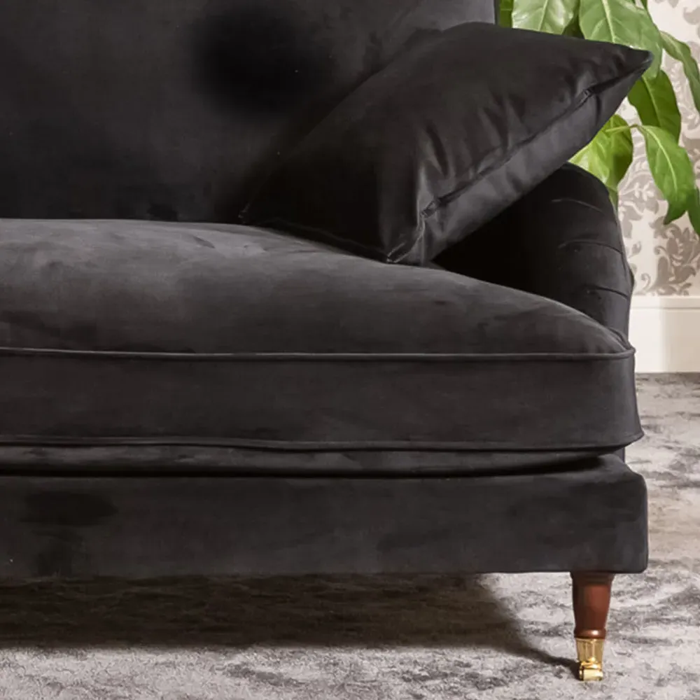 Mackenzie 4-Seater Sofa - Black, Velvet