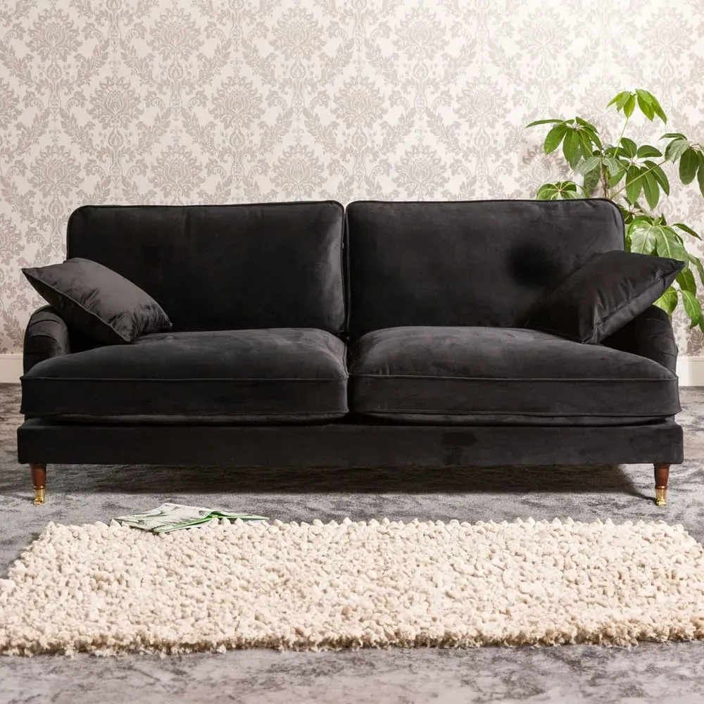 Mackenzie 4-Seater Sofa - Black, Velvet
