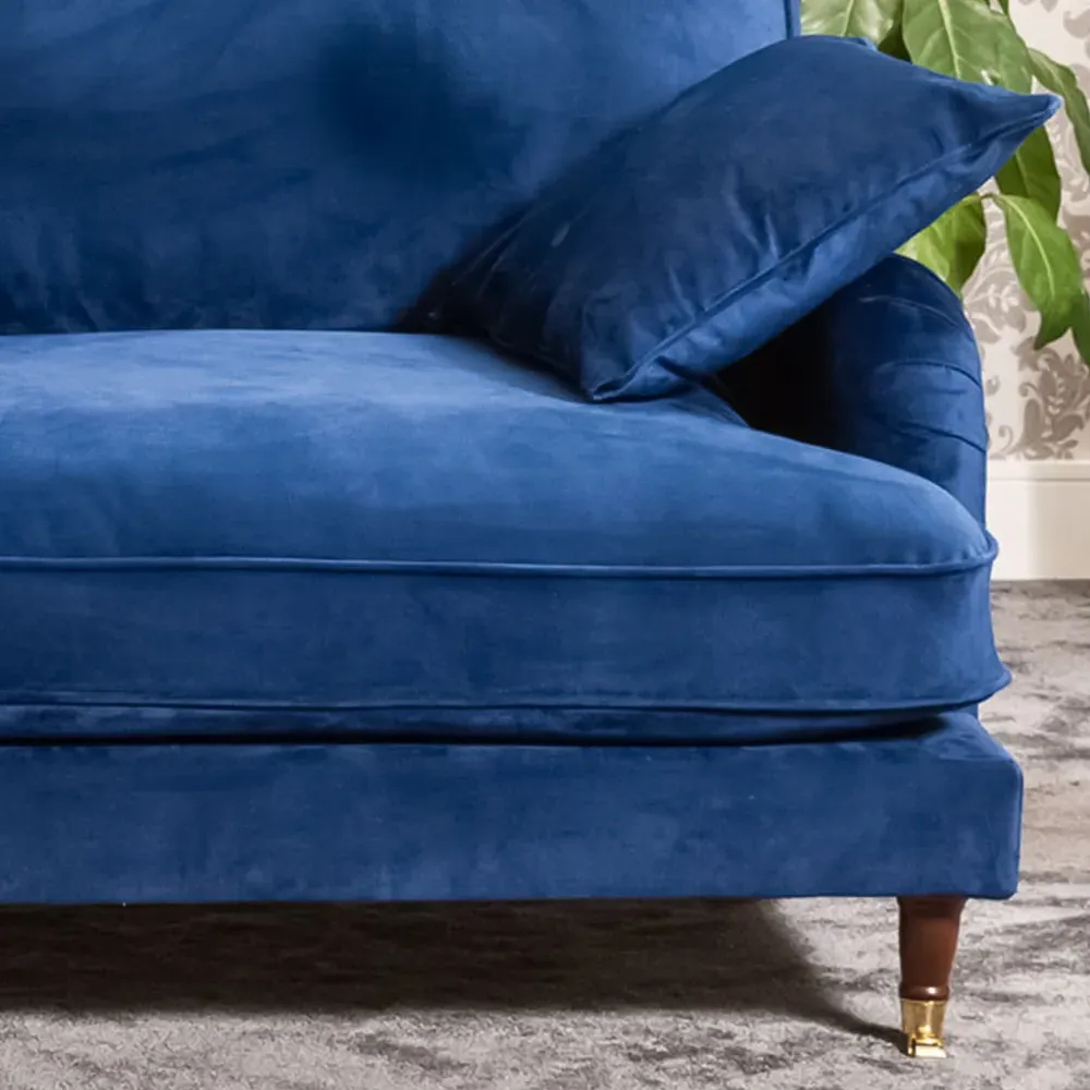 Mackenzie 4-Seater Sofa - Blue, Velvet
