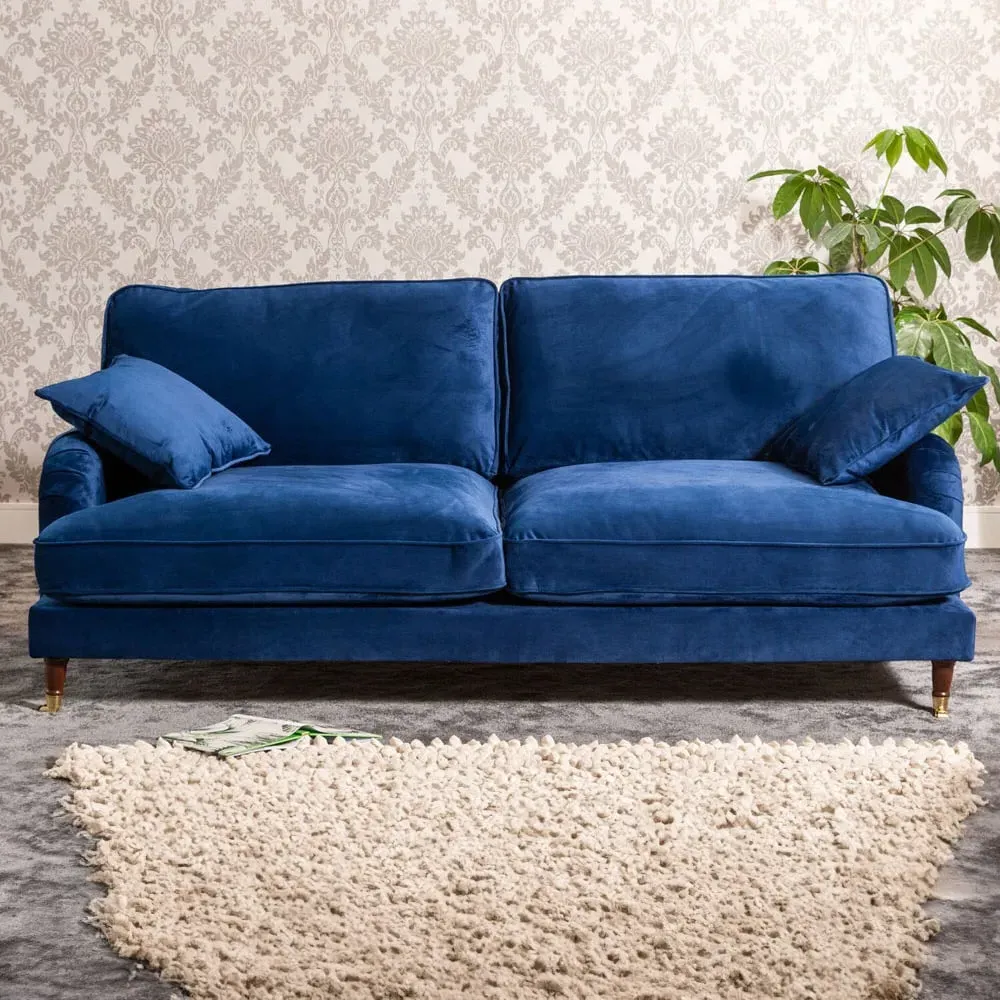 Mackenzie 4-Seater Sofa - Blue, Velvet