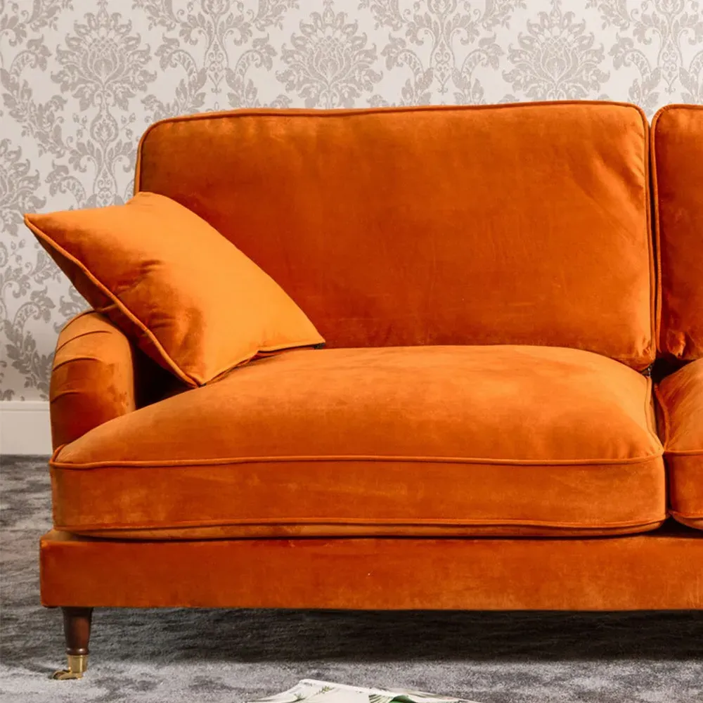 Mackenzie 4-Seater Sofa - Orange, Velvet