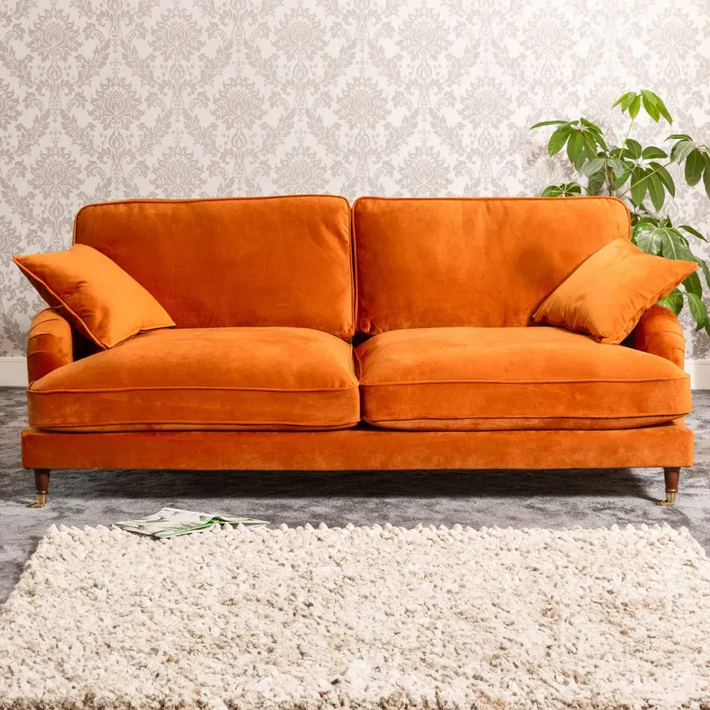 Mackenzie 4-Seater Sofa - Orange, Velvet