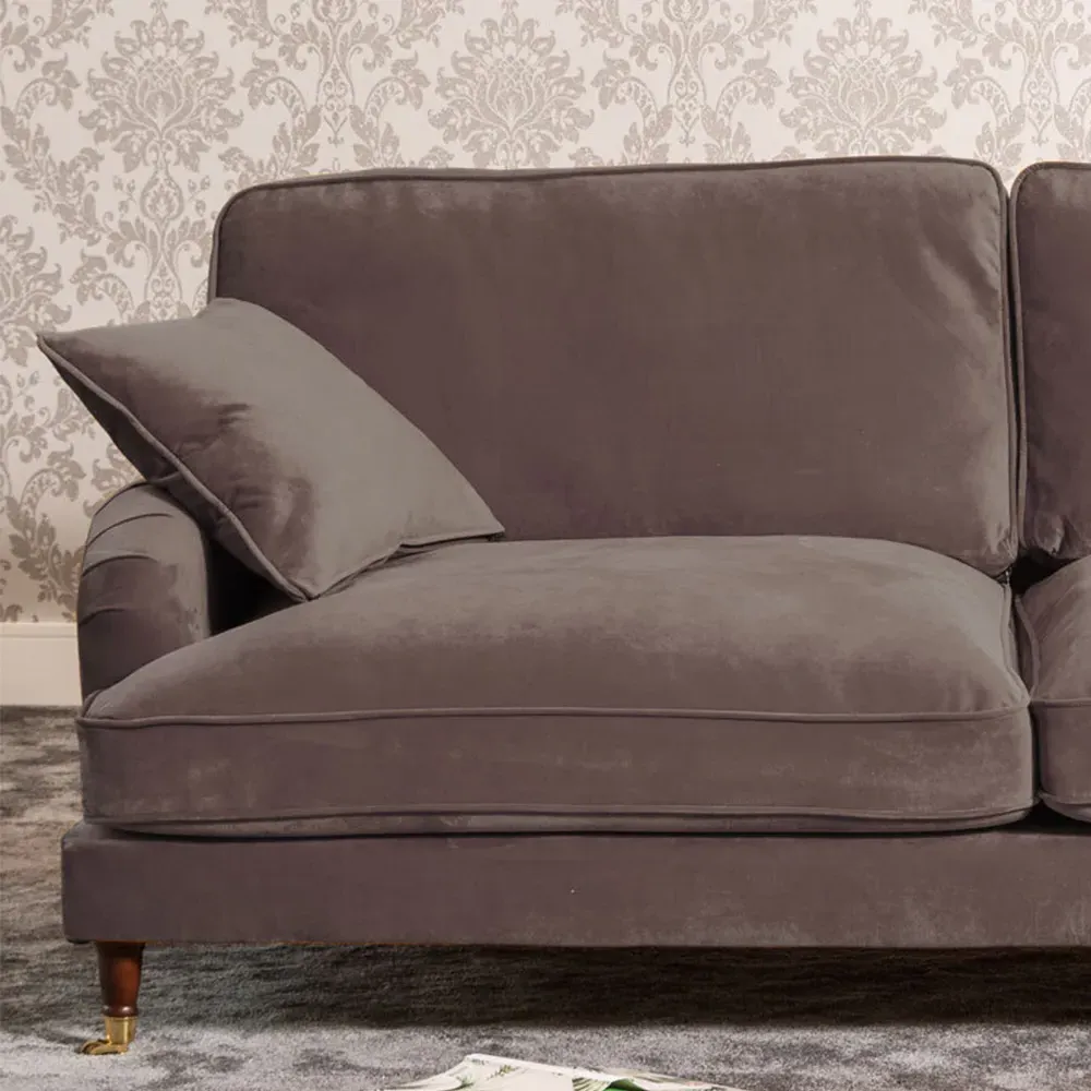 Mackenzie 4-Seater Sofa - Taupe, Velvet