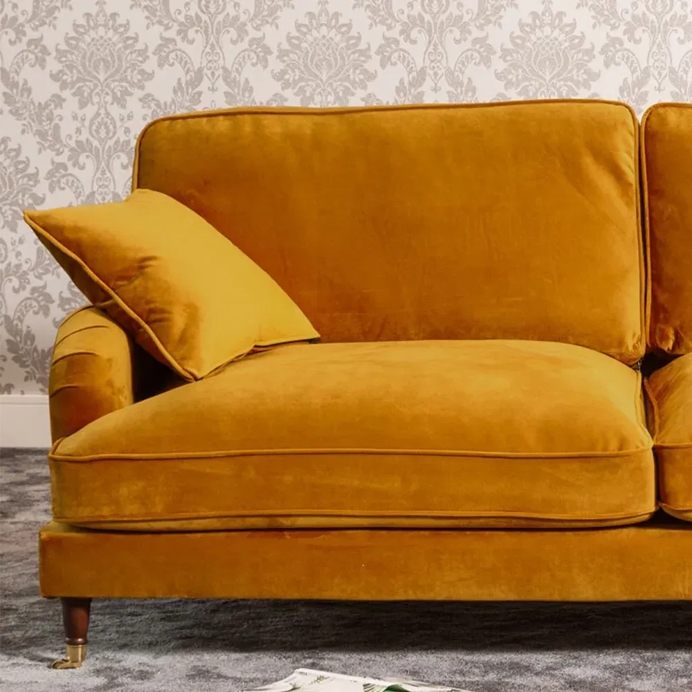Mackenzie 4-Seater Sofa - Yellow, Velvet