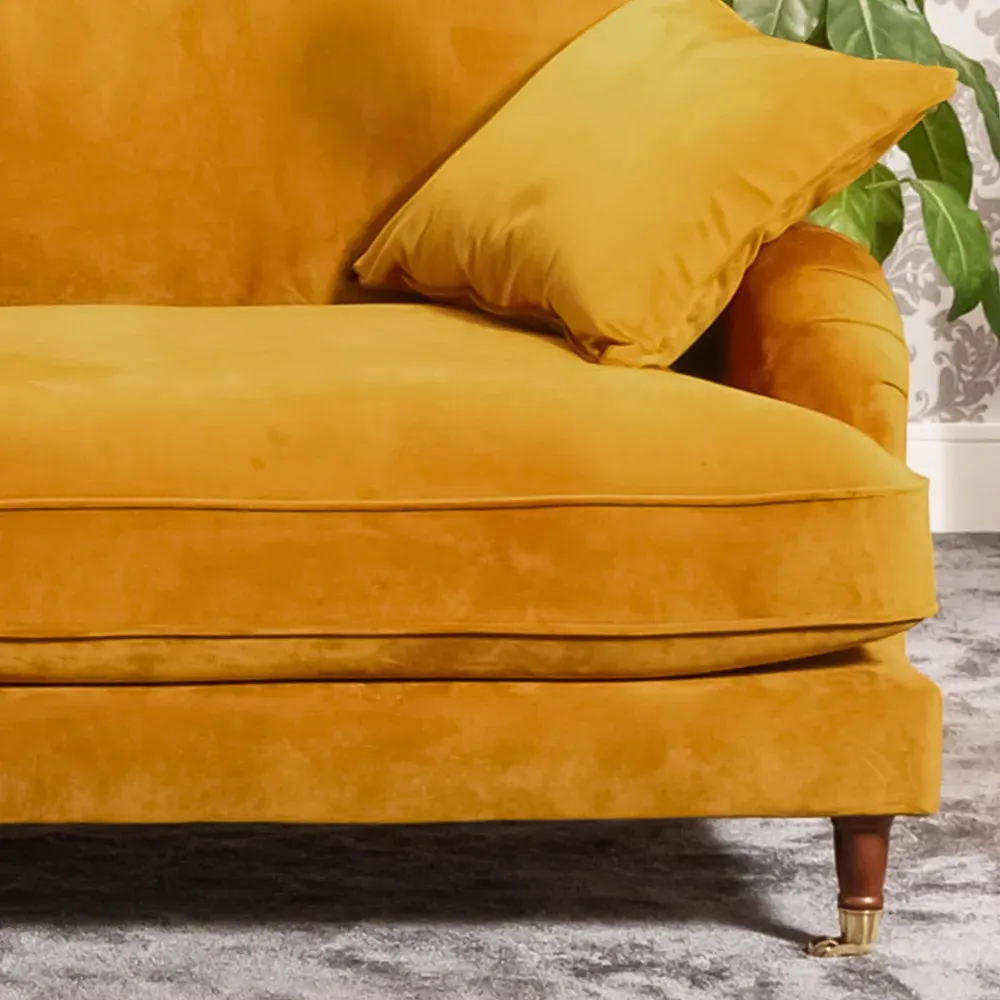 Mackenzie 4-Seater Sofa - Yellow, Velvet