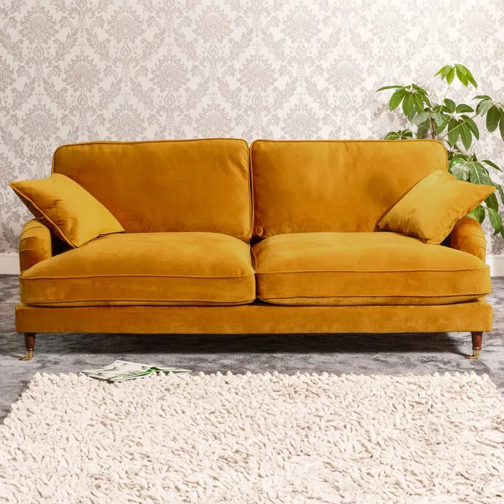 Mackenzie 4-Seater Sofa - Yellow, Velvet