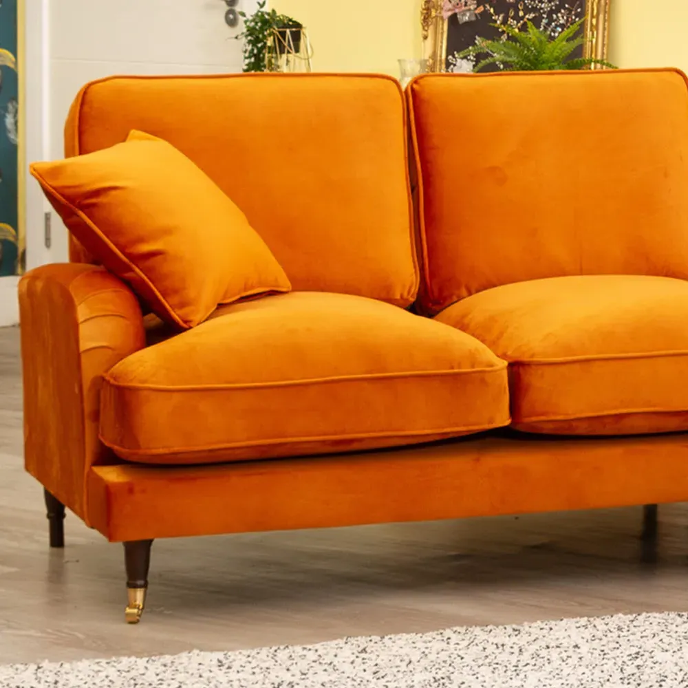 Mackenzie Left Hand Corner Sofa - Burnt Orange, Velvet