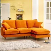 Mackenzie Left Hand Corner Sofa - Burnt Orange, Velvet