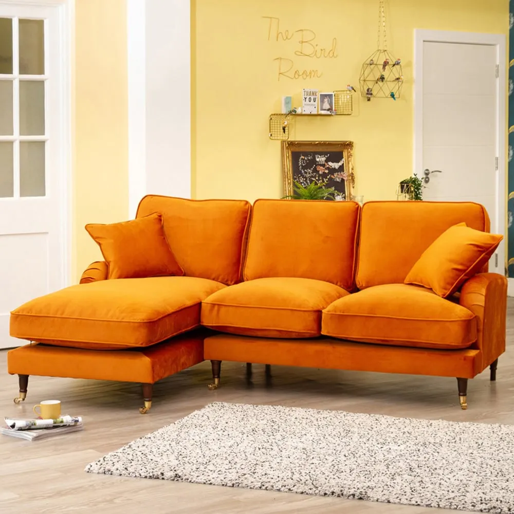 Mackenzie Left Hand Corner Sofa - Burnt Orange, Velvet image