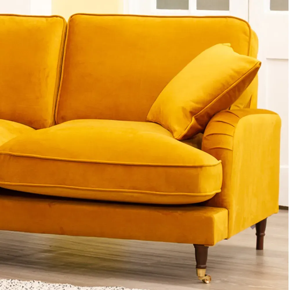 Mackenzie Right Hand Corner Sofa - Mustard, Velvet