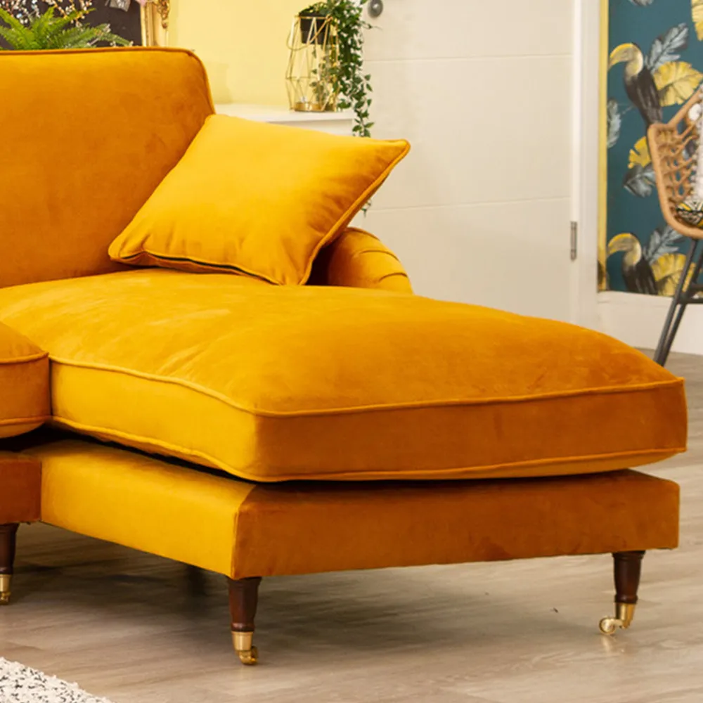 Mackenzie Right Hand Corner Sofa - Mustard, Velvet
