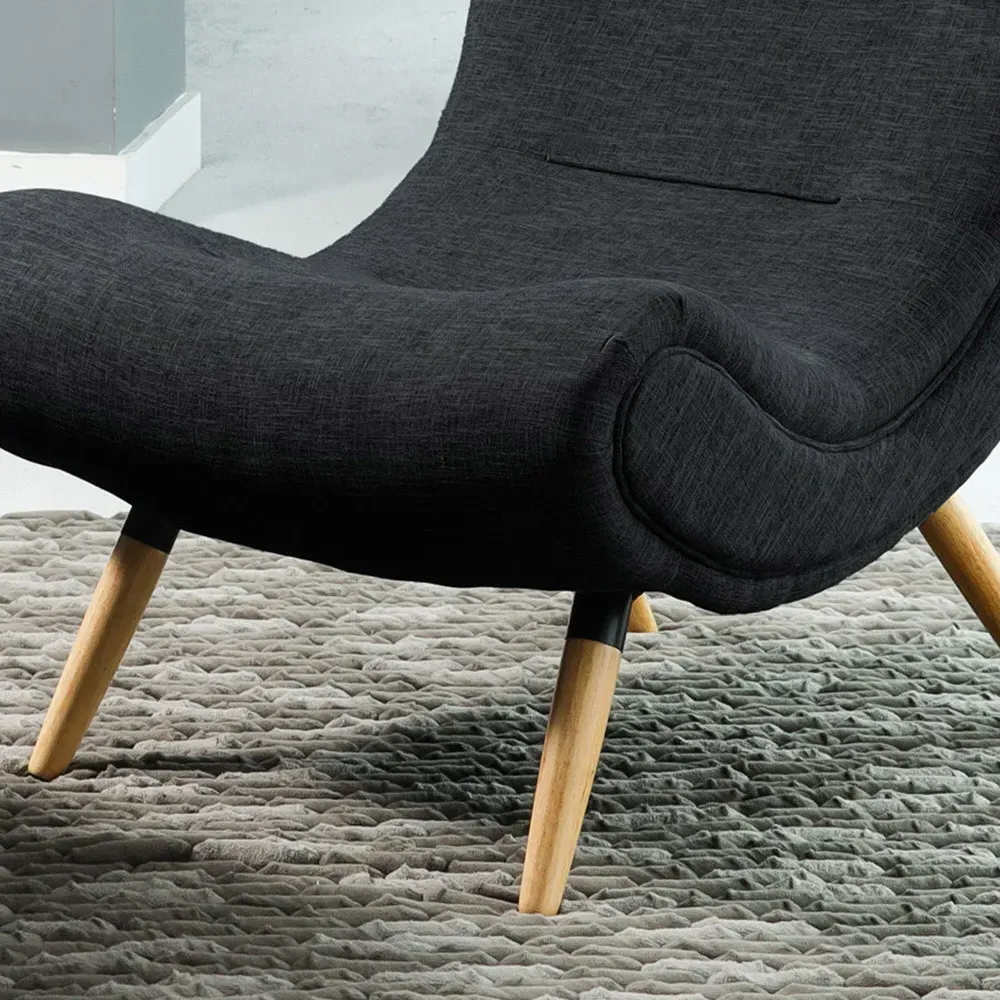 Madelia Accent Chair with Footstool - Black