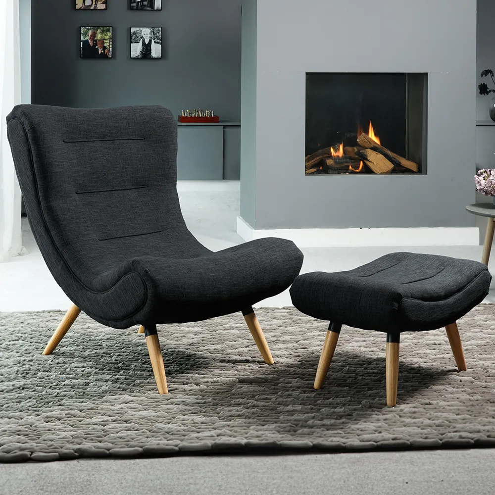 Madelia Accent Chair with Footstool - Black image