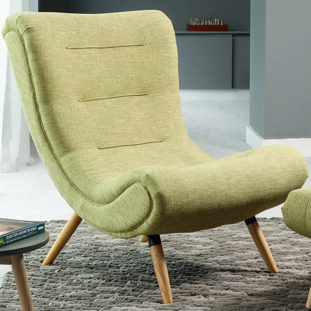 Madelia Accent Chair with Footstool - Green