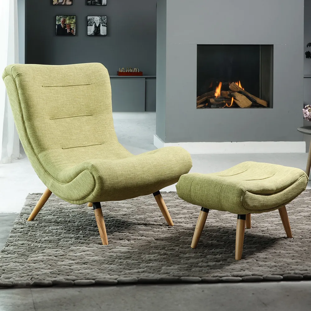 Madelia Accent Chair with Footstool - Green