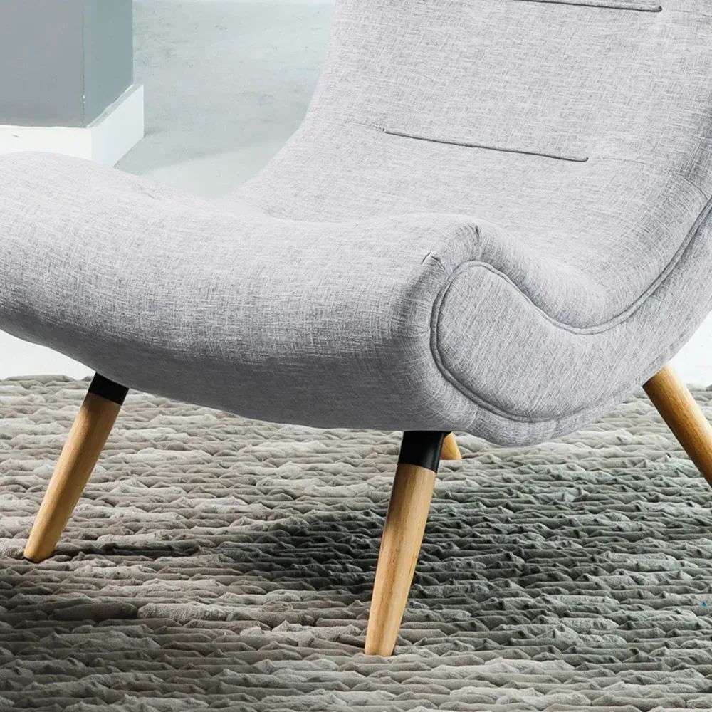 Madelia Accent Chair with Footstool - Light Grey