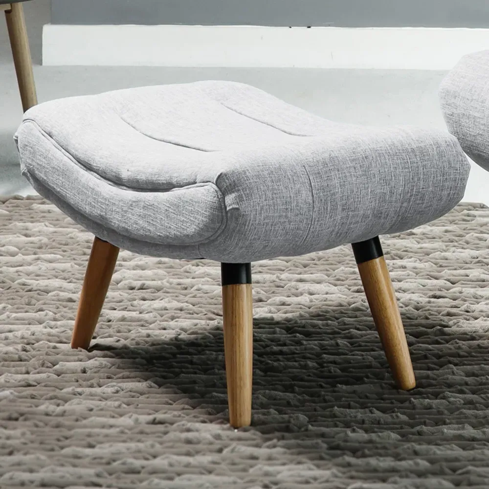 Madelia Accent Chair with Footstool - Light Grey