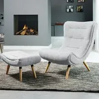 Madelia Accent Chair with Footstool - Light Grey