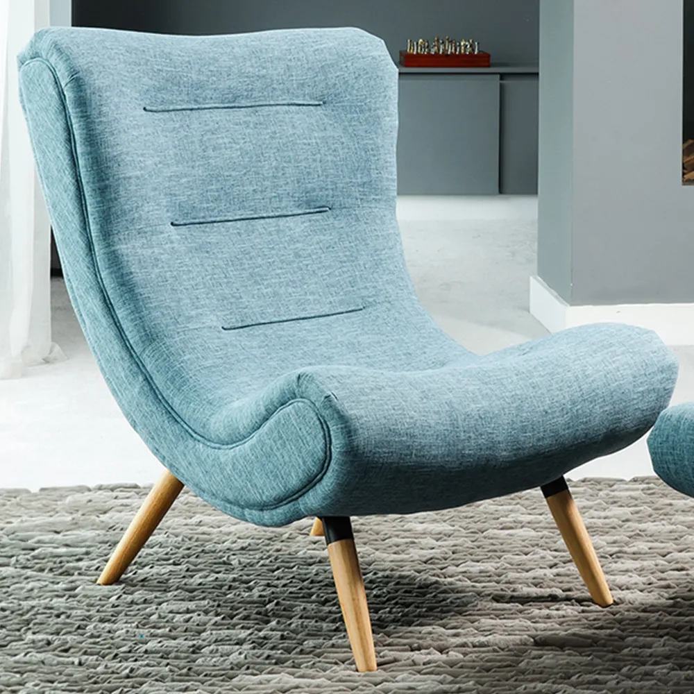 Madelia Accent Chair with Footstool - Teal