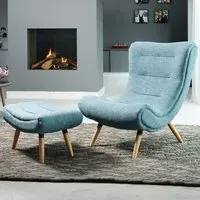 Madelia Accent Chair with Footstool - Teal