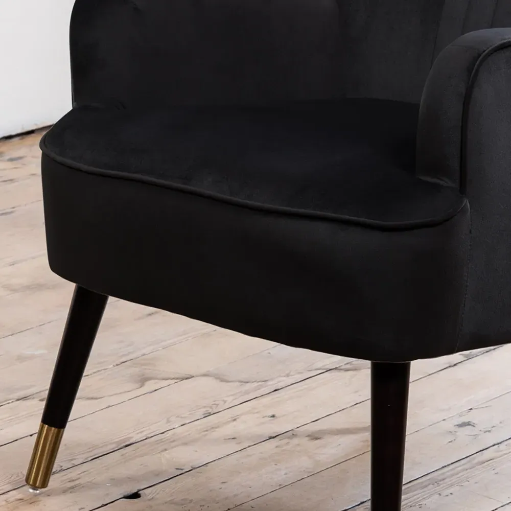 Madison Wingback Accent Chair - Black, Velvet