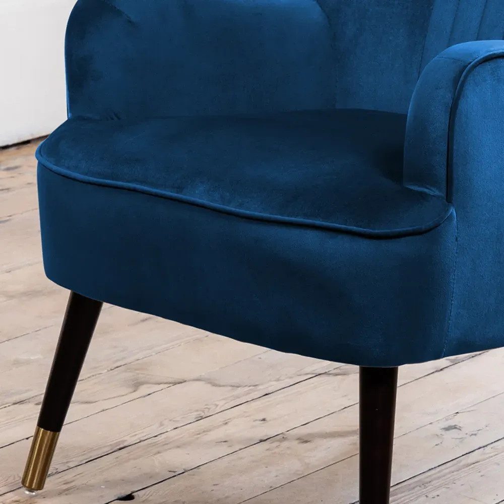 Madison Wingback Accent Chair - Dark Blue, Velvet