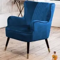 Madison Wingback Accent Chair - Dark Blue, Velvet