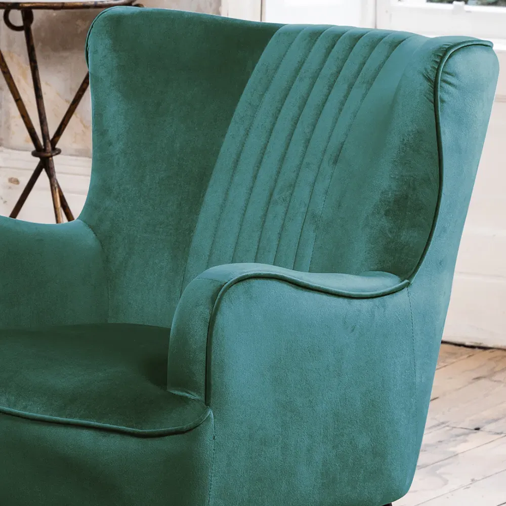 Madison Wingback Accent Chair - Green, Velvet