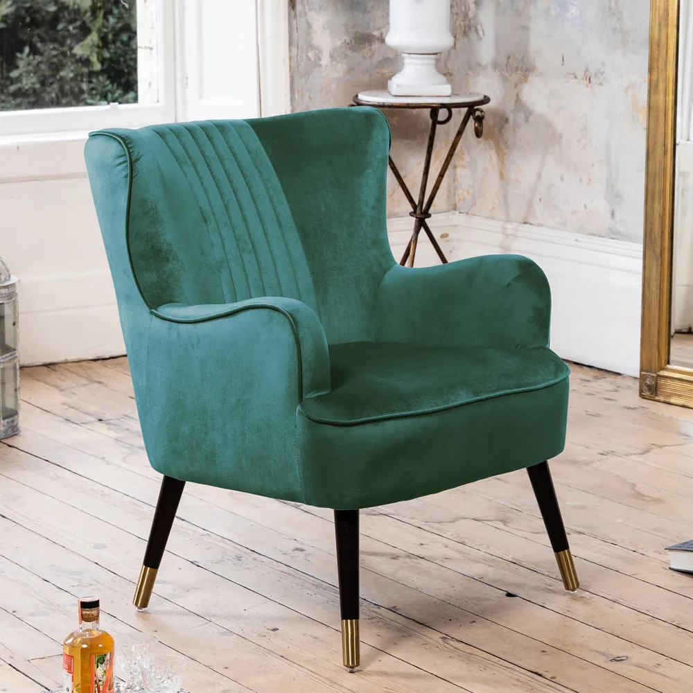 Madison Wingback Accent Chair - Green, Velvet
